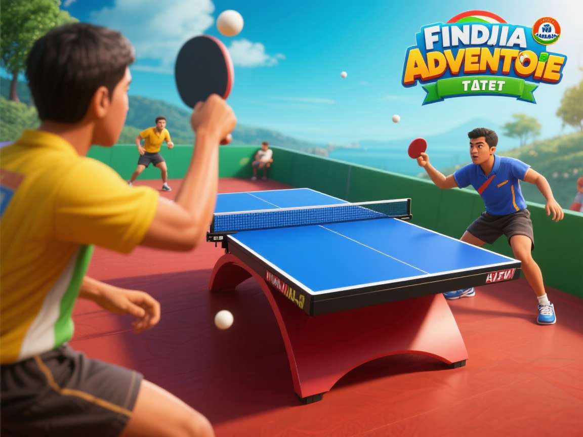 Intense match scene in Indian Table Tennis Adventure