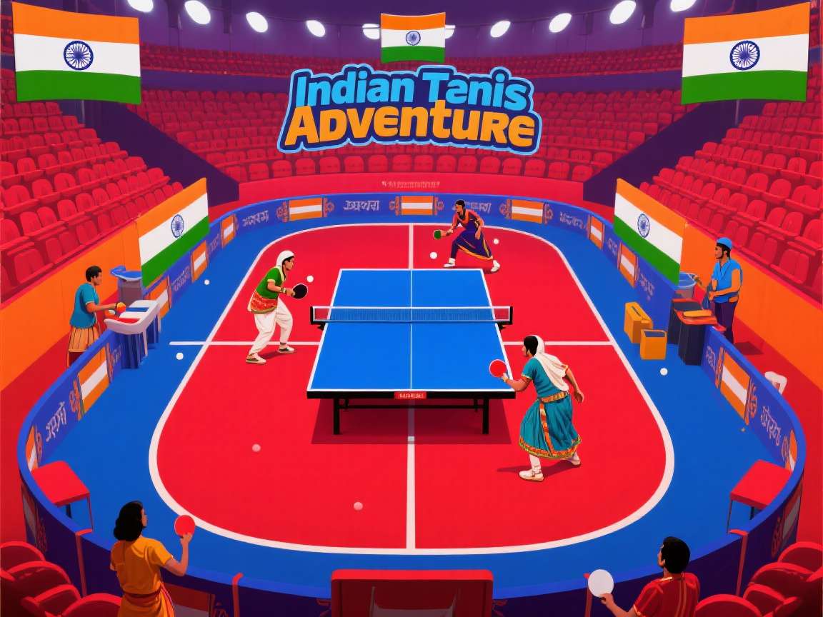 Indian Table Tennis Adventure Gameplay with Indian Stadium Background